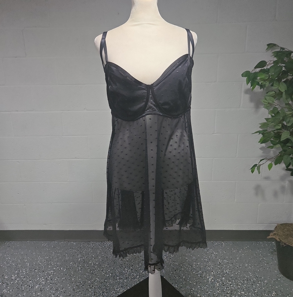 NWT Adore Me Sheer Polka Dot Lingerie Baby Doll Panty Set Sexy Bridal Womens 3X
